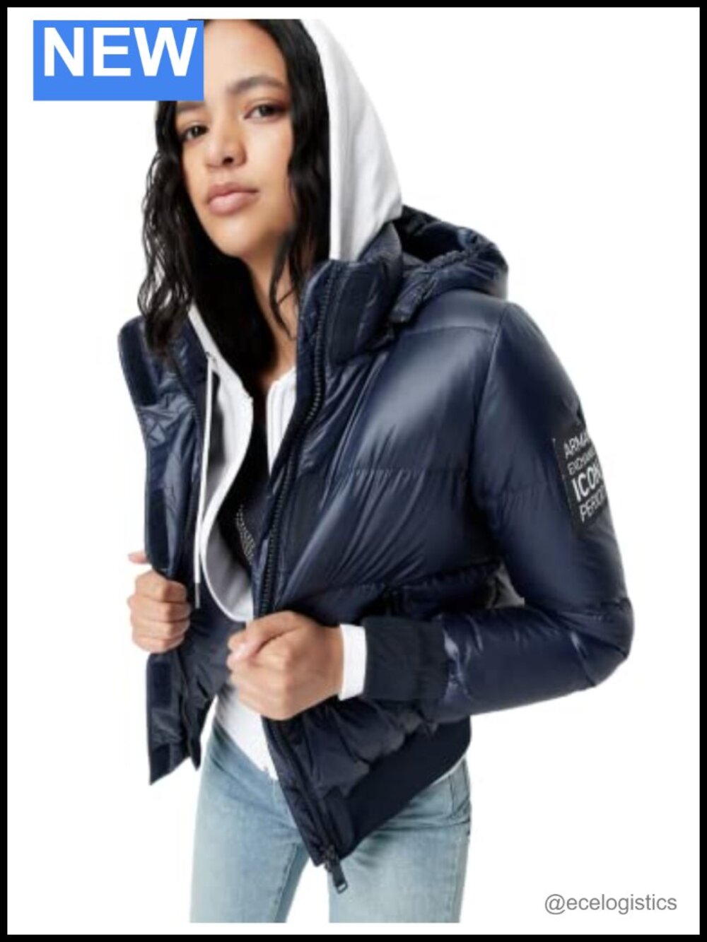 Armani Exchange Women's Icon Quilted Down Jacket Long Sleeve